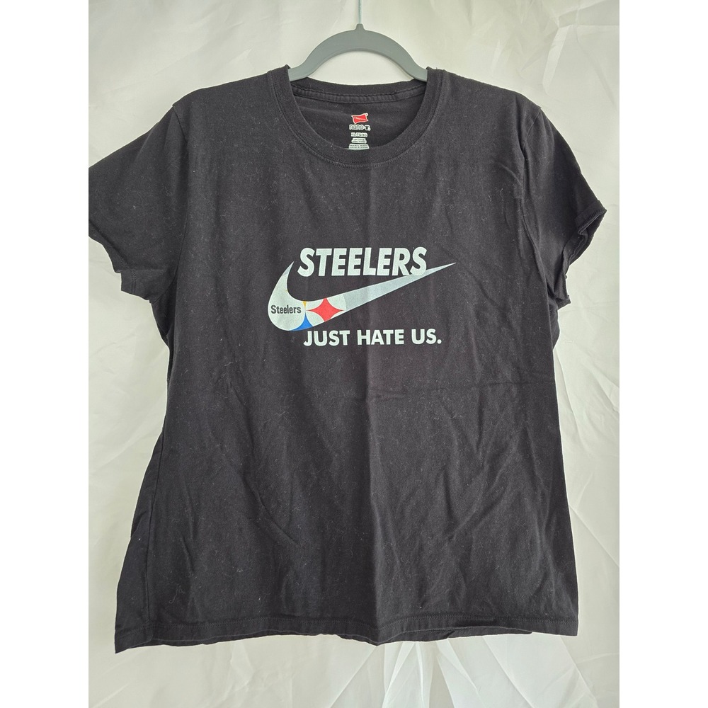 Hanes Nano T Pittsburgh Steelers Nike Swoosh Just Hate Us T Shirt XL